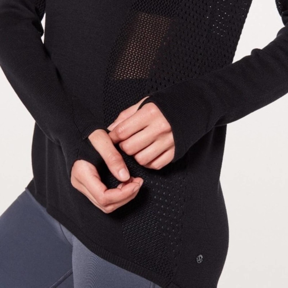 Lululemon Still Movement Linen Blend Black Sweater 8